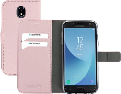 Mobiparts hoesje geschikt voor Samsung Galaxy J5 (2017) - Saffiano Wallet/Portemonnee hoesje - Magneet Sluiting - 3 Opbergvakken - Roze