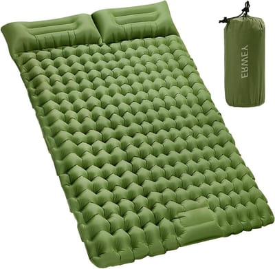 Slaapmat voor 2 - Luchtbed Dubbel - Kamperen Buiten - Zelf opblazend - 200 x 135 cm - Groen