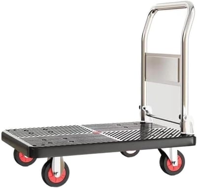 Opvouwbare Handkar - Draagbare Trolley - Materiaal Transport - Stille Zwenkwielen - 72x48cm - Zwart