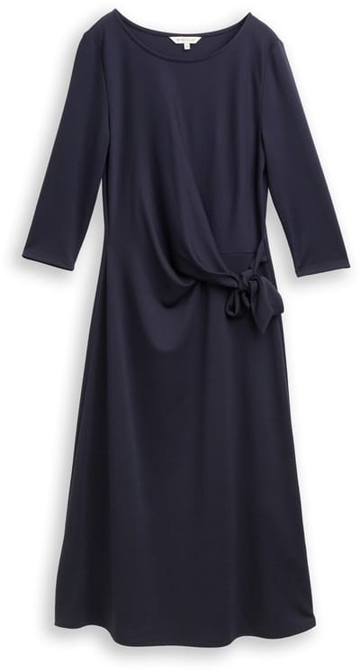 Tom Tailor - Jersey midi-jurk met knoopdetail - Maat 34 - Lunar Eclipse