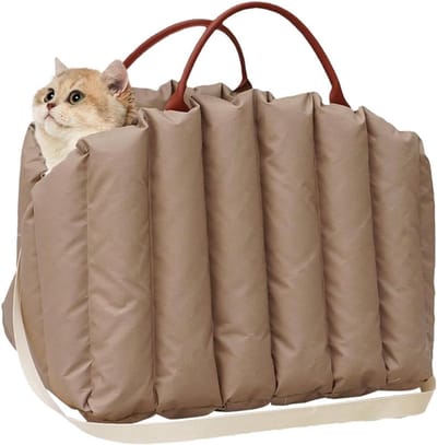 Dieren reistas - Huisdier draagtas - Veilig reizen - Extra grote ruimte - 45x35x35cm - Khaki