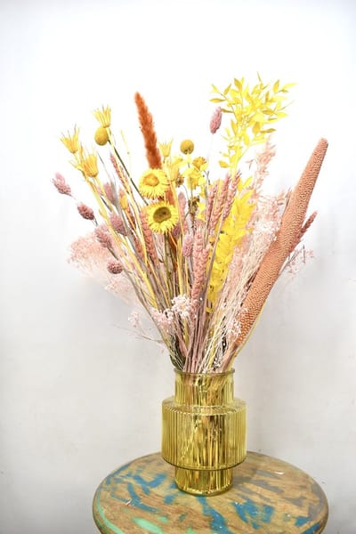 Droogbloemen - Droogbloemen boeket - Yellow Tunes - 50 cm - Natuurlijk Bloemen