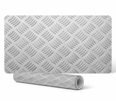 Antislip bureauonderlegger met print en metalen raster, 90x45 cm
