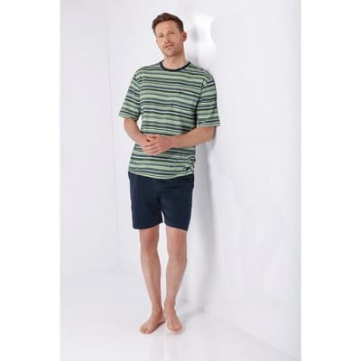 Hajo heren shortama fijne groene streep - Groen - Maat - 54