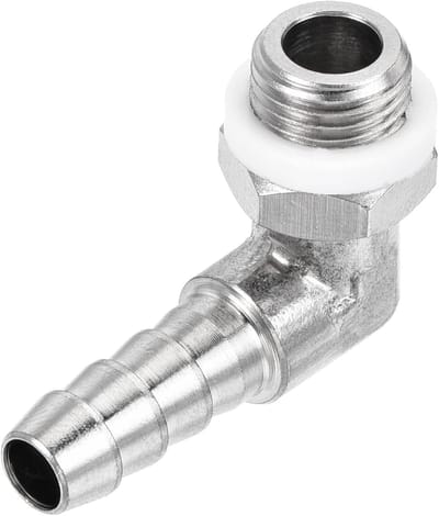Hose Barb Schroefverbinding - 90° Hoek, Vernikkeld, 6mm Barb Pijpverbinding voor Gas Toepassing met M10x1 Buitendraad