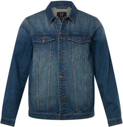 JP 1880 - Heren - Denim jack borstzakken knoopsluiting - Blauw denim - Maat 4XL
