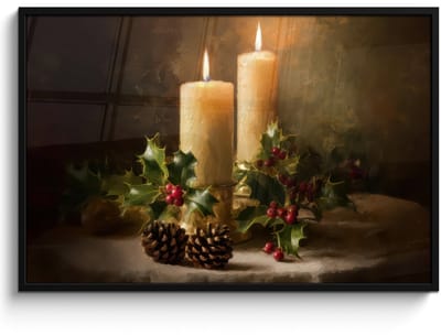 Poster in lijst - Fotolijst 120x80 cm - Posters - Kaarslicht - Kerst - Veelkleurig - Posterlijst zwart - Decoratie - Wanddecoratie woonkamer - Muurdecoratie slaapkamer - Kerstversiering - Kerstdecoratie voor binnen - Kerstmis