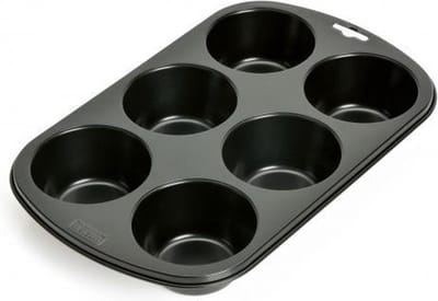 Kaiser Muffinbakvorm - Voor 6 Grote Muffins - Non-Stick - Zwart - Voor Gemakkelijk Bakken