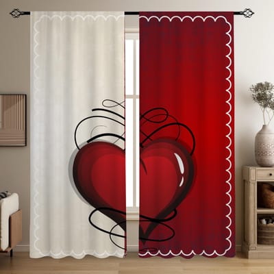 2 stuks Home Decor Gordijnen Wit Valentijnsdag Romantisch Stel Katten Modern Bedrukt Gordijn Stangzak Gordijn Voor Keuken Café 2x50W130H(CM)&hook