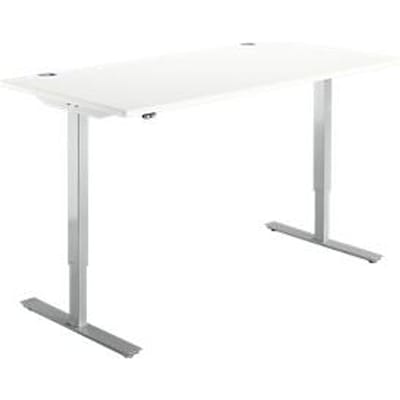Schäfer Shop  Select Bureautafel START UP, eentraps elektr. in hoogte verstelbaar, B 1600 mm, wit/blank aluminium
