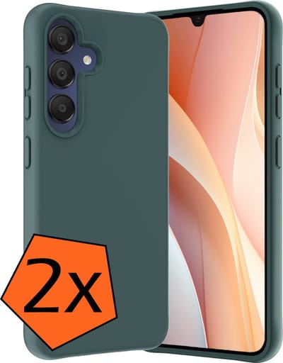 Hoes - 2 Stuks - Geschikt voor Samsung Galaxy A15 - Sterk & Shockproof - Case Siliconen - Back Cover - Telefoon Hoes - Donkergroen