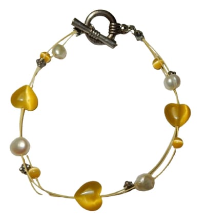 Vintage Armband Kattenoog Hartjes