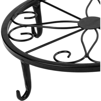 Support Pot de Plante Art du Fer Métal Classique Porte-Pot Base Râtelier Décoration Intérieure Extérieure noir