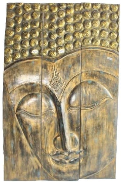Fine Asianliving Thaise Boeddha Paneel Handgemaakt Boomstam L90xH140cm