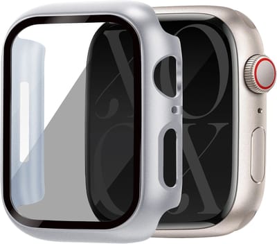 xoxo Wildhearts screenprotector geschikt voor Apple Watch 7 / 8 / 9 - 41mm - Beschermend hoesje - Full cover hard case - Optimale bescherming - Zilver