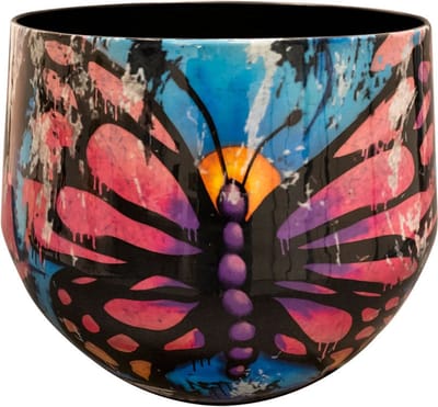 TS Collection - Bloempot Streetart lovepaint - 28x25 - Metaal & Epoxy - Exclusieve woonitems voor binnen - Handgemaakt - Unieke print - Designed by Lammie