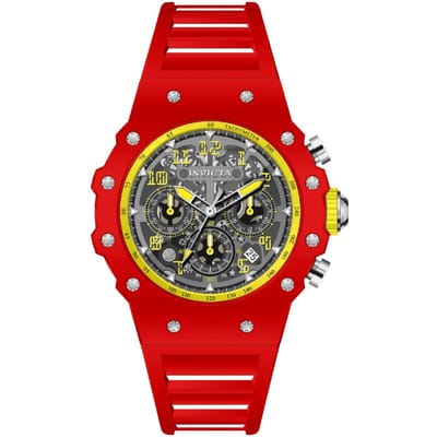 Invicta Racing 69659 Herenhorloge - Quartz Uurwerk - Acryl met Zilveren Wijzerplaat - 43 mm