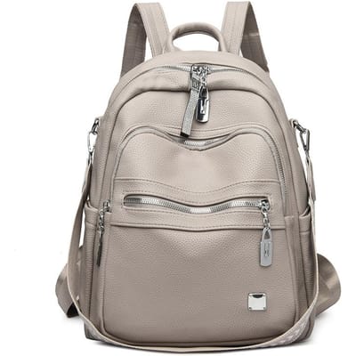 Nieuwe Effen Kleur Zacht Leer Grote Capaciteit Rugzak Mode Trendy Lichtgewicht Multifunctionele Dames Tas Casual Schouder Trendy Tas