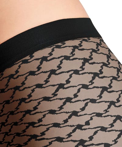 FALKE Old Fashioned gedessineerd materiaal transparent 20 DEN panty dames zwart - maat XL