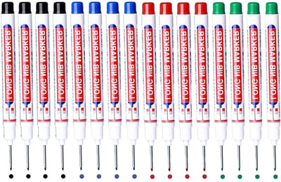 Dailygoods- Markeerstiften 16 Stuks - Permanente Marker - Diep Gat Marker Pen Set - Water- en Veegbestendig - Lijnbreedte 1 mm - Geschikt voor Diverse Oppervlakken - Timmermanspen