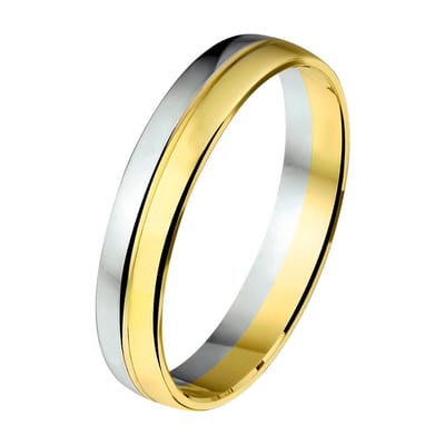 14K Bicolor Geel- En Witgoud Geel/Wit Ring A406 - 4 Mm Zonder Steen 4202225