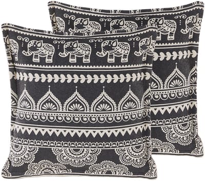 ATABAGI - Sierkussen set van 2 - Zwart/Wit - 45 x 45 cm - Katoen