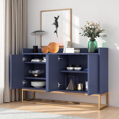Buffetkast - Dressoir Opbergkast - Woonkamer Keuken - Verstelbare Planken - 120 x 30 x 80 cm - Blauw