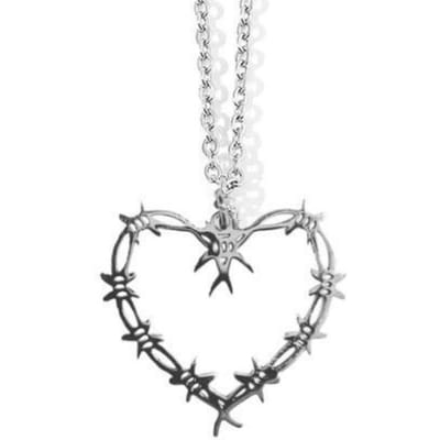 Gotische Gaas Hartvormig Hanger Ketting Voor Vrouwen Meisjes Hip-Hop Punk Persoonlijkheid Ontwerp Sieraden Nieuwe Halloween Cadeaus white