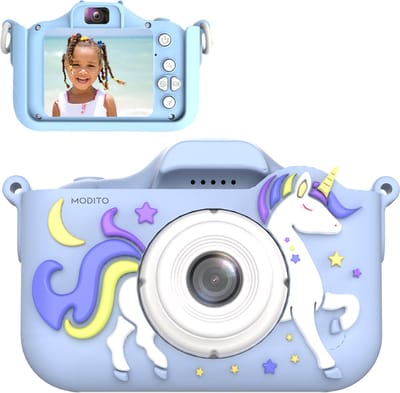 Modito Digitale Kindercamera HD 1080p - Speelgoedcamera - 32GB micro sd kaart - Fototoestel Voor Kinderen - Blauw