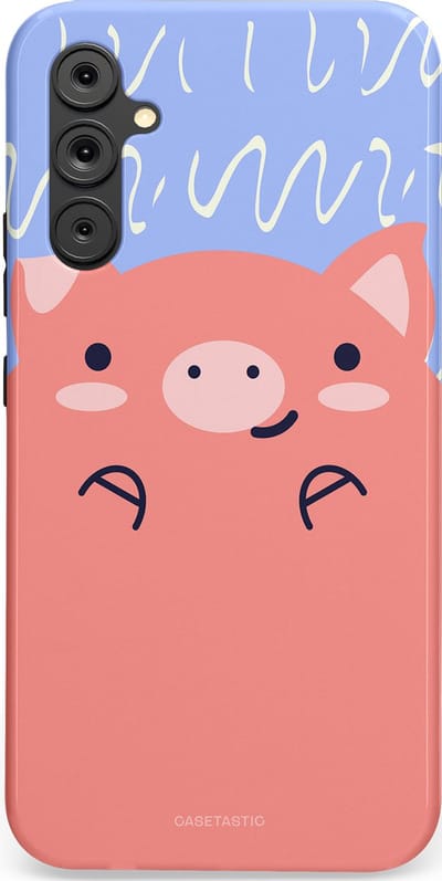Casetastic hoesje geschikt voor Samsung Galaxy A15 5G / Samsung Galaxy A15 4G - Dubbellaagse bescherming - Knuffel van varken - Fashion Case - Koraal Lichtblauw