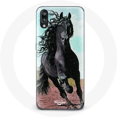 Coque pour Huawei P20 Lite - MANIACASE - Cheval Noir Frison - Souple - Protection - Mixte noir