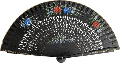 Spaanse flamenco waaier luxe - zwart hout - bij jurk - waaier - handwaaier- verkoeling zomer