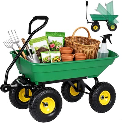 JOYNEXTBUY – Tuinkar met Kiepfunctie – Transportwagen 200 kg – Opvouwbaar - Bolderkar – Kiepwagen - Voor Tuin, Strand & Camping
