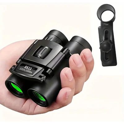 Jumelles HD 8x21 Haute Puissance Adulte Prisme Bak4 Ultra Lumineuses Étanches avec Adaptateur Téléphone Trépied pour Observation des Oiseaux Chasse Randonnée