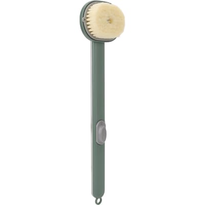 Badborstel met Lange Steel Zachte Borstelharen Knop Verwijderbare Borstelkop Lichaamsbadborstel voor Badkamer Groen