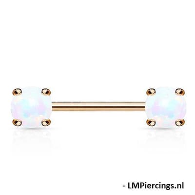 Tepelpiercing opal prong 1.6x12 - rose - LMPiercings