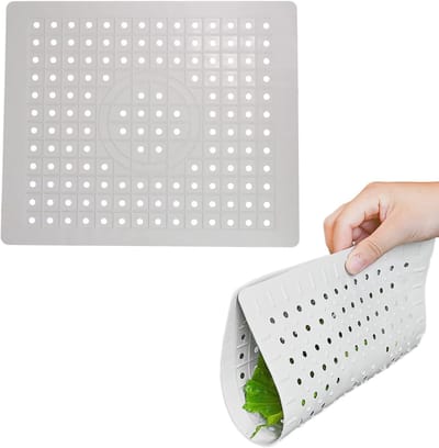 REWYTAZ-1 stuk -Gootsteenmat - Vierkant - Rubber - 31 × 26 cm - Gootsteenmat - Antislip en krasbestendig - Afvoerbeschermer voor gootstenen, servies en bestek - Wit