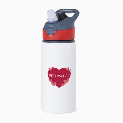 Hacebo® - Beterschap hartje en kleine hartjes waterfles met rietje rood - Beterschap - iemand die ziek is of iets gebroken heeft - ziek - koorts - snel beter worden - cadeau - beterschap cadeau - kado - gift - geschenk - water fles - 650ML