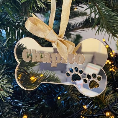 Kersthanger | Kerstornament | Kerstbal | Kerstgeschenk | Gepersonaliseerd | Hond | Bot | Hxb 7x12 cm | Acryl | Plexiglas