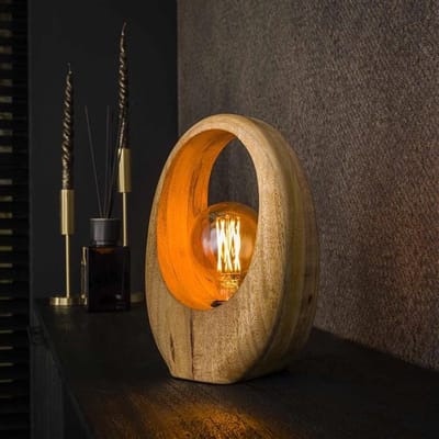 PS-Collection Arch Wood 1L Tafellamp - 20x13x30cm - Naturel - Mangohout - tafellamp slaapkamer, tafellamp industrieel, tafellampen woonkamer, tafellamp zwart, tafel lamp, tafellamp slaapkamer industrieel, tafellampje