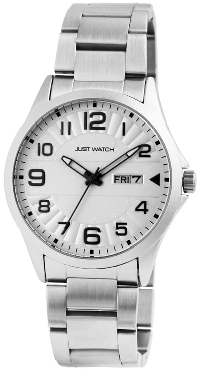 JUST WATCH Herenhorloge roestvrij staal Freddie, datumweergave
