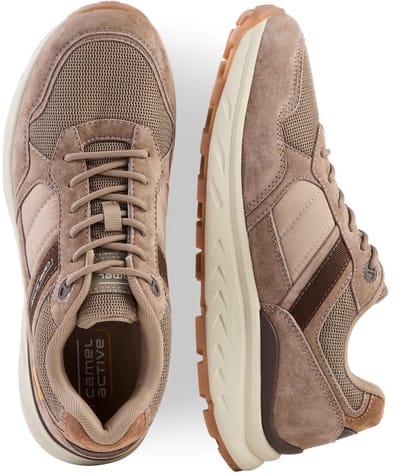 camel active Sneaker van nubuck en textielmix met comfortabele zool - Maat menswear-41 - Taupe