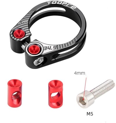 Dailygoods- Zadelpenklem 34,9 mm - Aluminium - Veilig - Opvouwbare Fiets - Mountainbike - Racefiets - Robuuste Bevestigingsschroeven