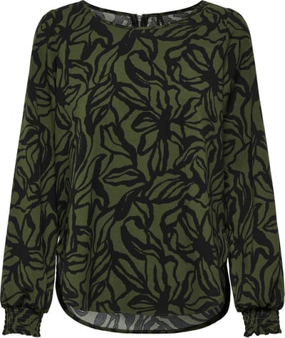 Only Blouse Onlelite Life L/s Top Noos Ptm 15332214 Rifle Green/bloom Draw Dames Maat - W36