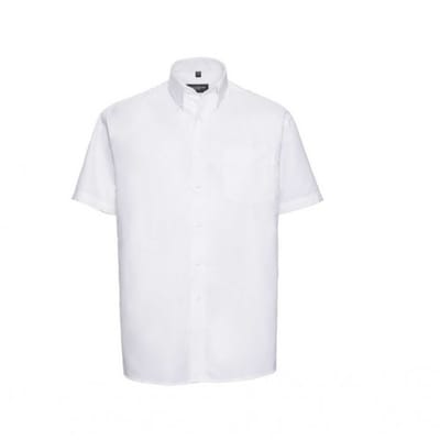 Russell Collectie Heren Korte Mouw Easy Care op maat gemaakt Oxford Shirt (Wit)