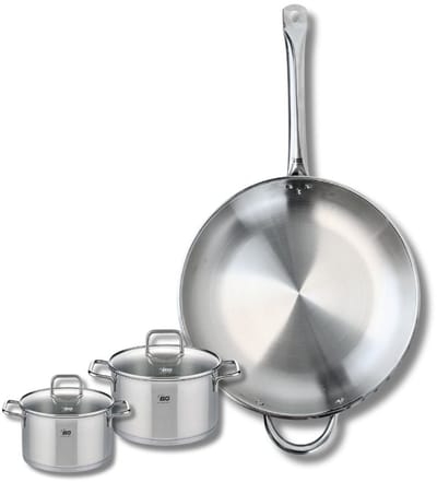 Set van 1 Koekenpan 32 cm en 2 kookpotten 12 en 14 cm Elo Profi Citrin
