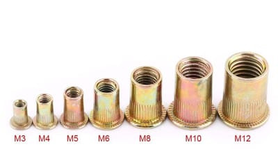 Dailygoods- Rivetmoer Set 100 Stuks - Platte Klinkmoeren - Koolstofstaal - Verzinkt - M3/M4/M5/M6 - Professionele Kwaliteit - Klinkmoer