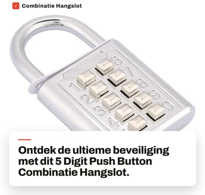 Dailygoods- Hangslot 5-cijferige Drukknopcombinatie - Wachtwoordslot - Zinklegering - Duurzaam - Metalen Constructie - Gepolijste Beugel - Combinatieslot