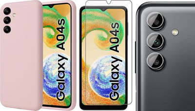 Hoesje geschikt voor Samsung Galaxy A04s / A13 5G - Screenprotector GlassGuard & Camera Lens Screen Protector - Back Cover Case SoftTouch Roze