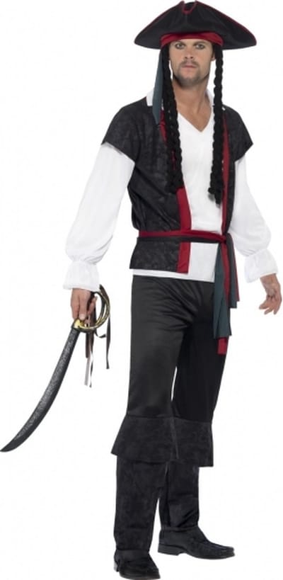 Smiffys Piraten verkleedkleding kostuum Sparrow - voor heren - 4 delig - compleet 52/54